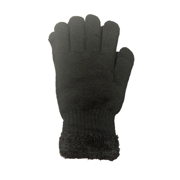 On 34th Rib Stitch Fuzzy Cuff Black Knit Gloves Sz One Size NWT - Picture 8 of 11